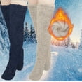 thumbnail image 2 of Lovskoo Teddy Legs Fuzzy Socks Over Knee Winter Leg Warmers Plush Slipper Socks for Women Christmas Home Sleeping 2Pairs Socks Navy, 2 of 3