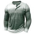 thumbnail image 2 of Previn Men's Vintage Henley Shirt Long Sleeve Top Button Crew Neck Casual Fall Fashion Winter Pull On Henley Shirt Green 3X-Large, 2 of 5
