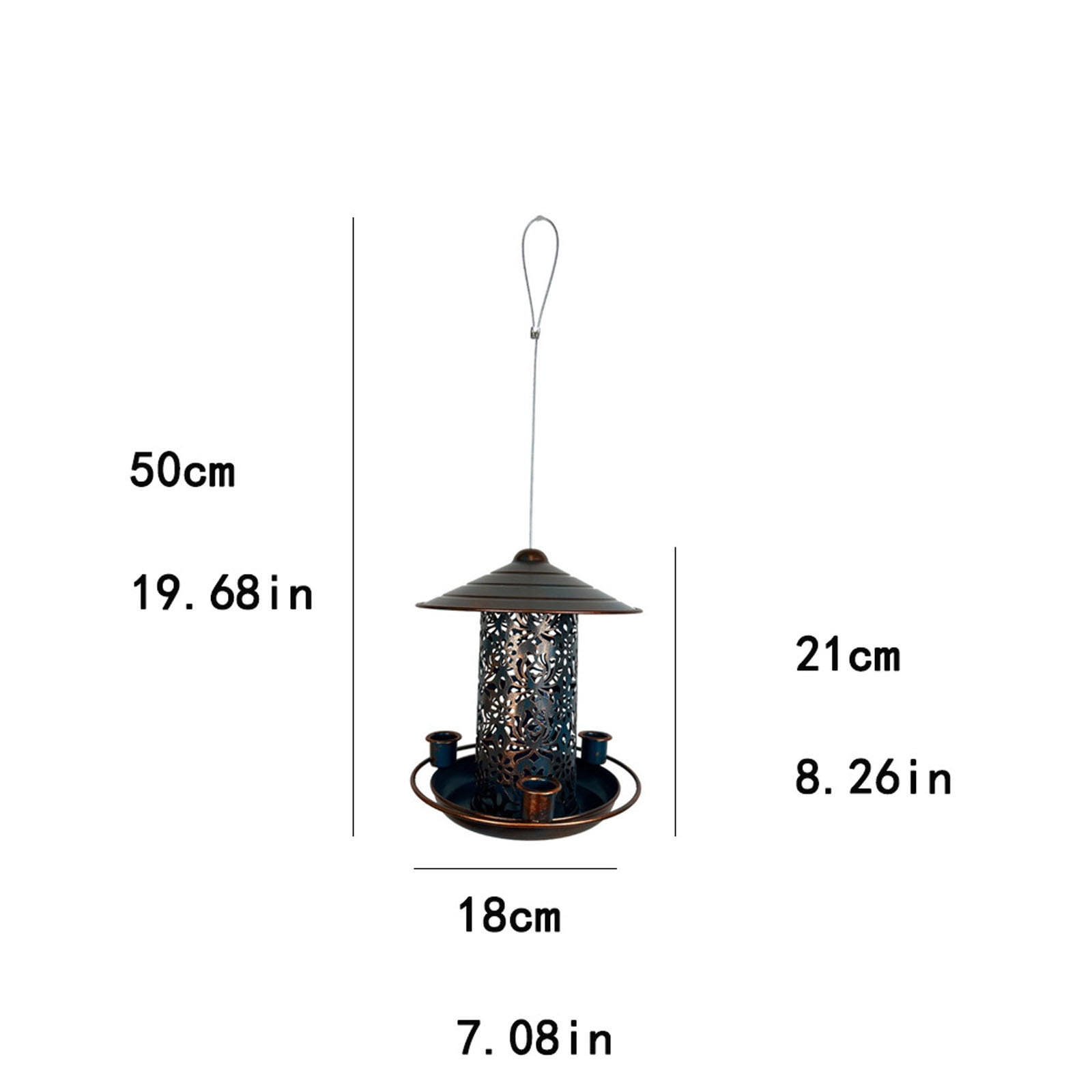 SPOORYYO Hummingbird Feeder for Outdoors, Hanging Garden Feeder with Water Reservoir, Decorative Metal Feeder for Courtyard and Patio