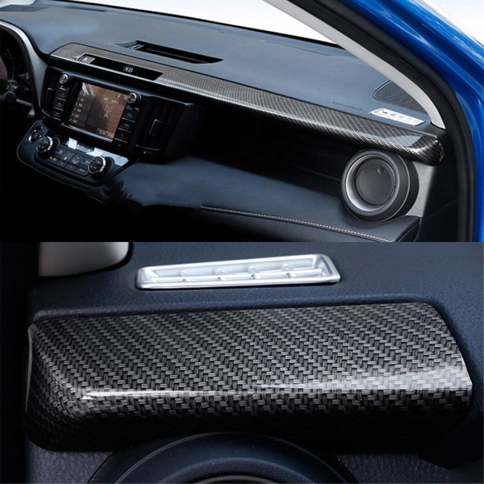 For Toyota RAV4 2016-2018 Carbon Fiber Interior Central Console Under Cover Trim