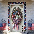 thumbnail image 4 of TanSiDing Independence Day Patriotic Door Decoration, American Flag Door Hanging Banner for 4th of July, Easy to Install Festive Background Fabric for Front Door Indoor Wall Party Decor 90*180cm, 4 of 6