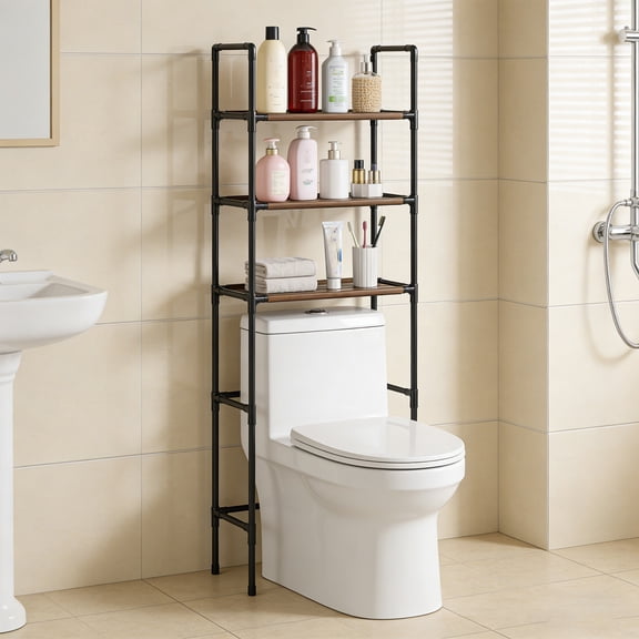 Kieccall No Drill Wall Mounted Bathroom Toilet Storage Rack Multi Purpose Space Saving Organizer Gift