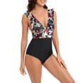 thumbnail image 2 of Cathalem One Piece Swimsuit High Neck Plunge Ruched Tummy Control Bathing Suit,Yellow XL, 2 of 5
