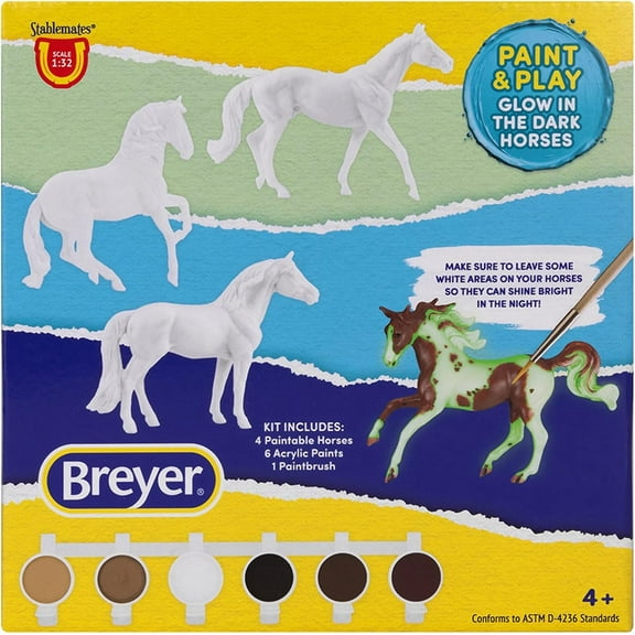 Breyer Horses Stablemates Paint & Play Glow in The Dark| 5 Piece Set | 1:32 Scale | Model #B-CR-10375