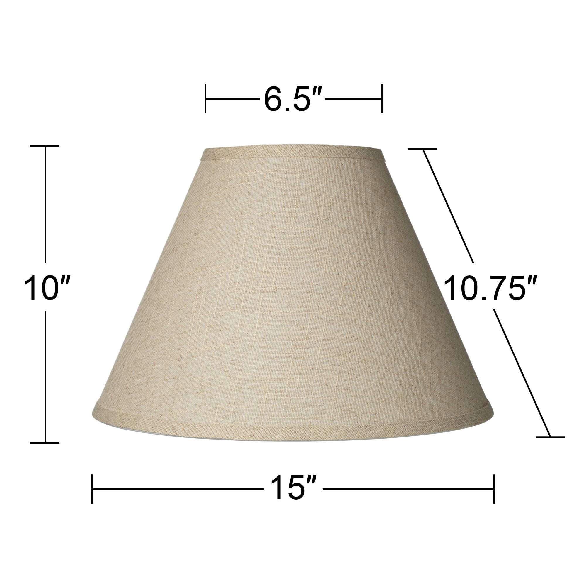 Springcrest Set of 2 Empire Lamp Shades Fine Burlap Medium 6.5" Top x 15" Bottom x 10.75" Slant Spider Replacement Harp and Finial