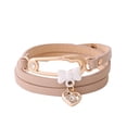 thumbnail image 1 of Pulsera de PU de múltiples capas para mujer con decoración de corazón con pasador de aleación (Beige), 1 of 3