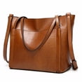 thumbnail image 3 of Bolso de cuero suave con cera de aceite para mujer, bandolera informal, color negro y verde, a la moda, novedad, 3 of 5