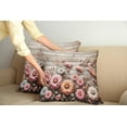 thumbnail image 2 of Ambesonne Rustic Throw Pillow Cover 2 Pack, Cottagecore Meadow Flowers, 16", Pink Salmon and Pale Taupe, 2 of 7