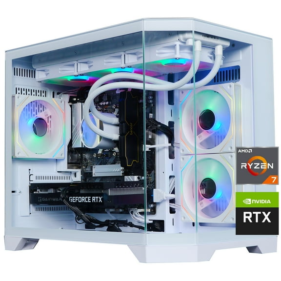ICEWOLF Gaming Desktop PC , Ryzen7 7700, Geforce RTX 5060 ,B650M 32GB DDR5 1TB NVMe SSD, 650W PSU, Wi-Fi,Liquid Cooler,ARGB Fans , Windows 11 ,Prebuilt Gaming Pc New compute