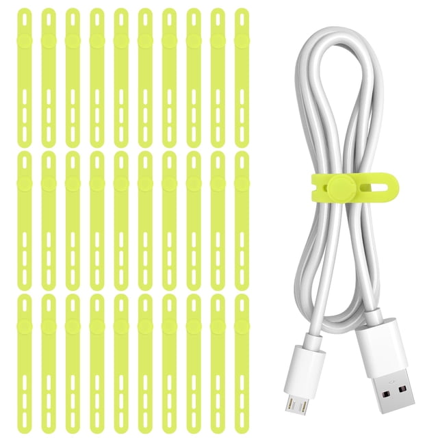 Donruby 30 bridas de silicona para cables – reutilizables y lavables con hebillas de bloqueo ajustables, correas de gestión de cables de alta elasticidad para el hogar, oficina, escuela, organizador d