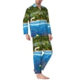 thumbnail image 2 of Wukai Island And Coral Reef Men's Long-Sleeve Pajama Set - Comfortable Sleepwear with Button-Down Shirt and Pants-X-Large, 2 of 6