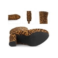 thumbnail image 2 of BLISSFUL STEP Women's Boots Platform Block Heel Over the Knee Thigh High Boots Brown Leopard 6.5, 2 of 6