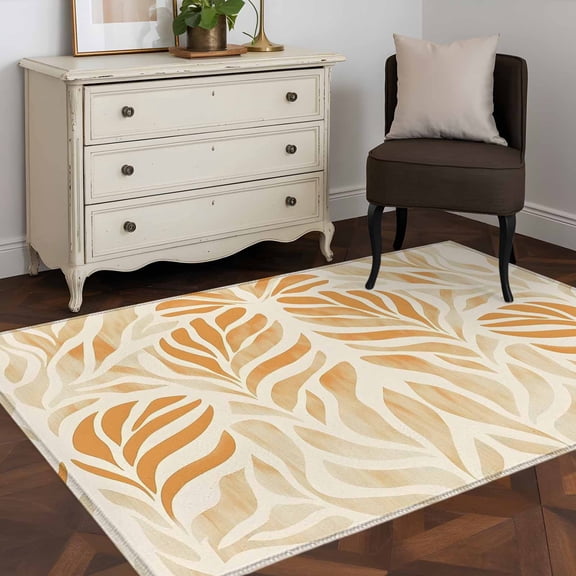 3'x5' Area Rugs, Orange Beige Abstract Indoor Outdoor Area Rug for Living Room Bedroom, Modern Ombre Vintage Art Washable Bathroom Rugs Kitchen Floor Carpet Mats Home Decor Aesthetic