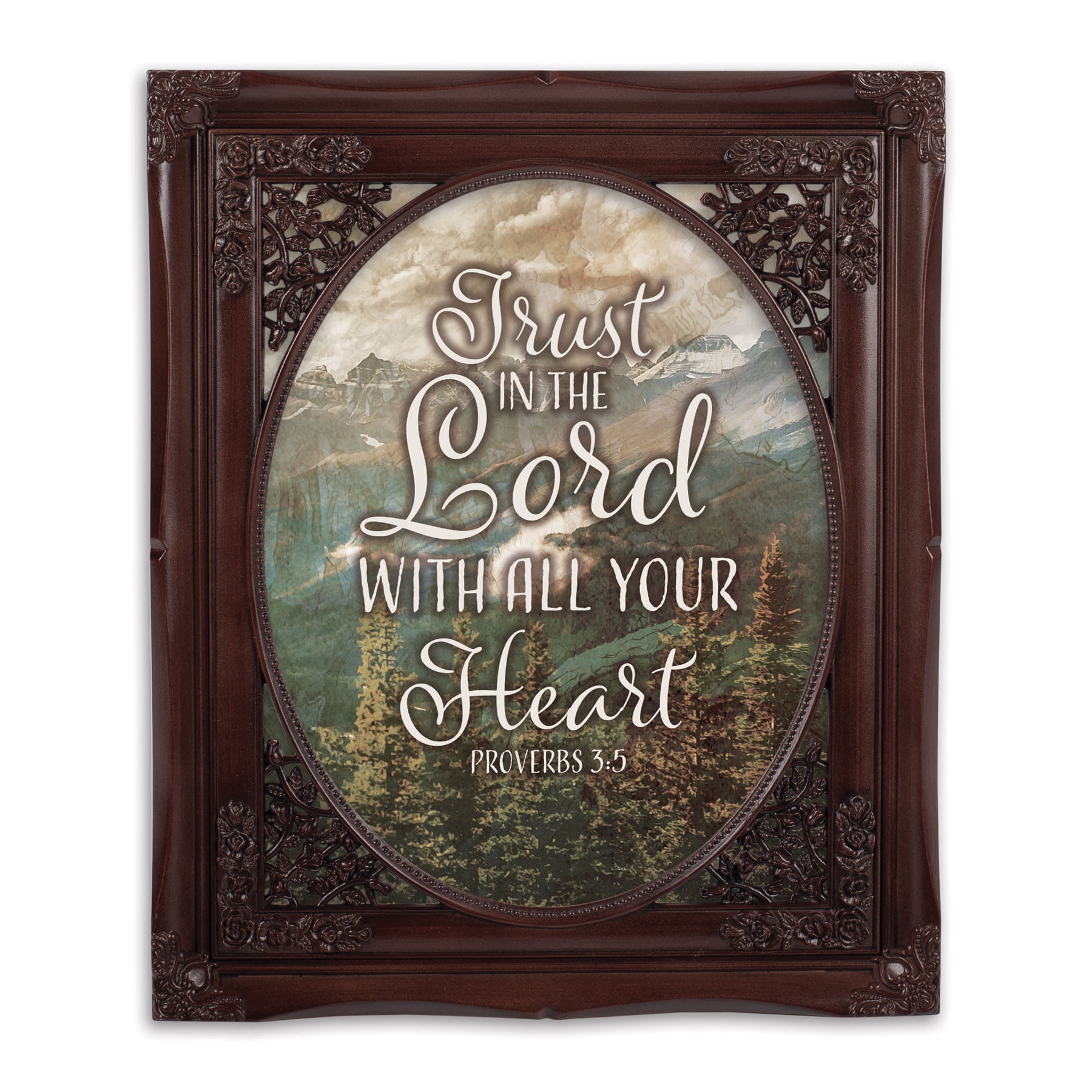 Cottage Garden Love Granddaughter Every Inch Heart Distressed Ivory Wavy 5 x 7 Oval Table and Wall Photo Frame