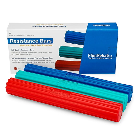 FlintRehab Flex Bars 3 Pack Multicolor Hand Therapy Resistance Exercise Bars