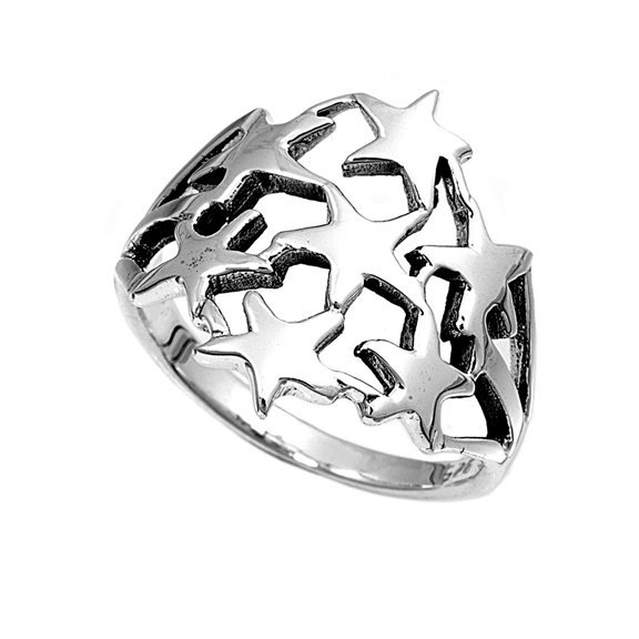 925 Sterling Silver Stars Ring Size 5