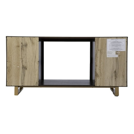 SEI - Wilconia Electric Media Fireplace w/ Carved Details - Dark brown, natural, and gold finish