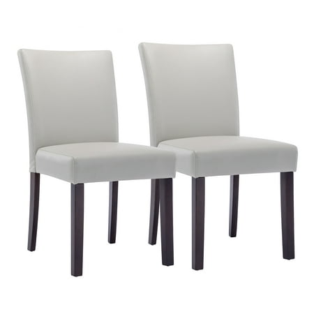 CHITA Upholstered Dining Chair Set of 2 with Full Back&Wood Legs for Kitchen Island, Creamy Gray