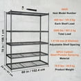 thumbnail image 3 of KFFKFF Storage Rack System, 5-Level Adjustable, Supports up to 2000 lbs, Robust Garage Metal Wire Organizer Unit, Black, 3 of 9