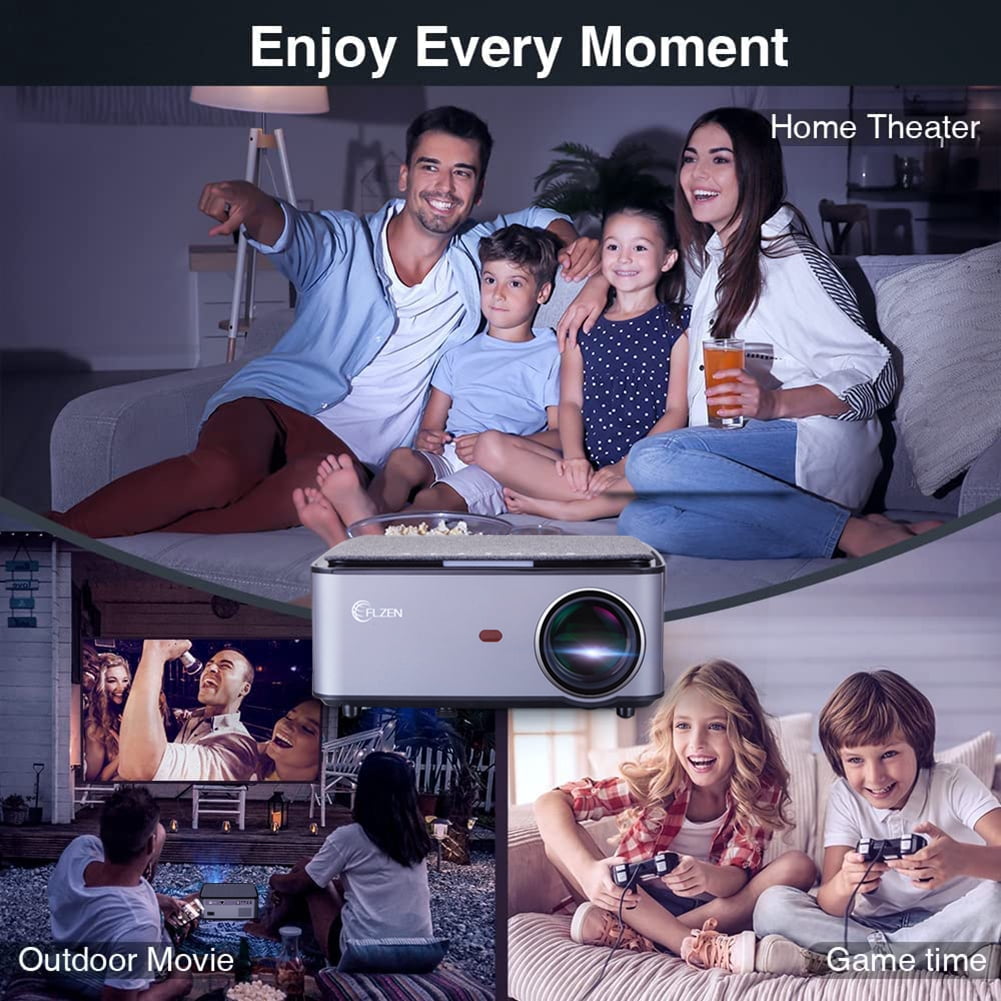 FLZEN MX 1080p LCD Multimedia Projector with HDMI Cable, Gray
