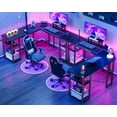 thumbnail image 4 of GUNAITO Bureau de Jeu en L avec Support pour CPU, Bureau d'Ordinateur d'Angle Moderne de 61 Pouces, Bureau de Bureau Réversible à 4 Niveaux, Fibre de Carbone Noire, 4 of 8