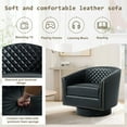 thumbnail image 2 of DREAMSIDEA Swivel Accent Chair for Living Room, PU Leather 360°Swivel Barrel Club Chair Comfy Single Reading Chair - Black, 2 of 7