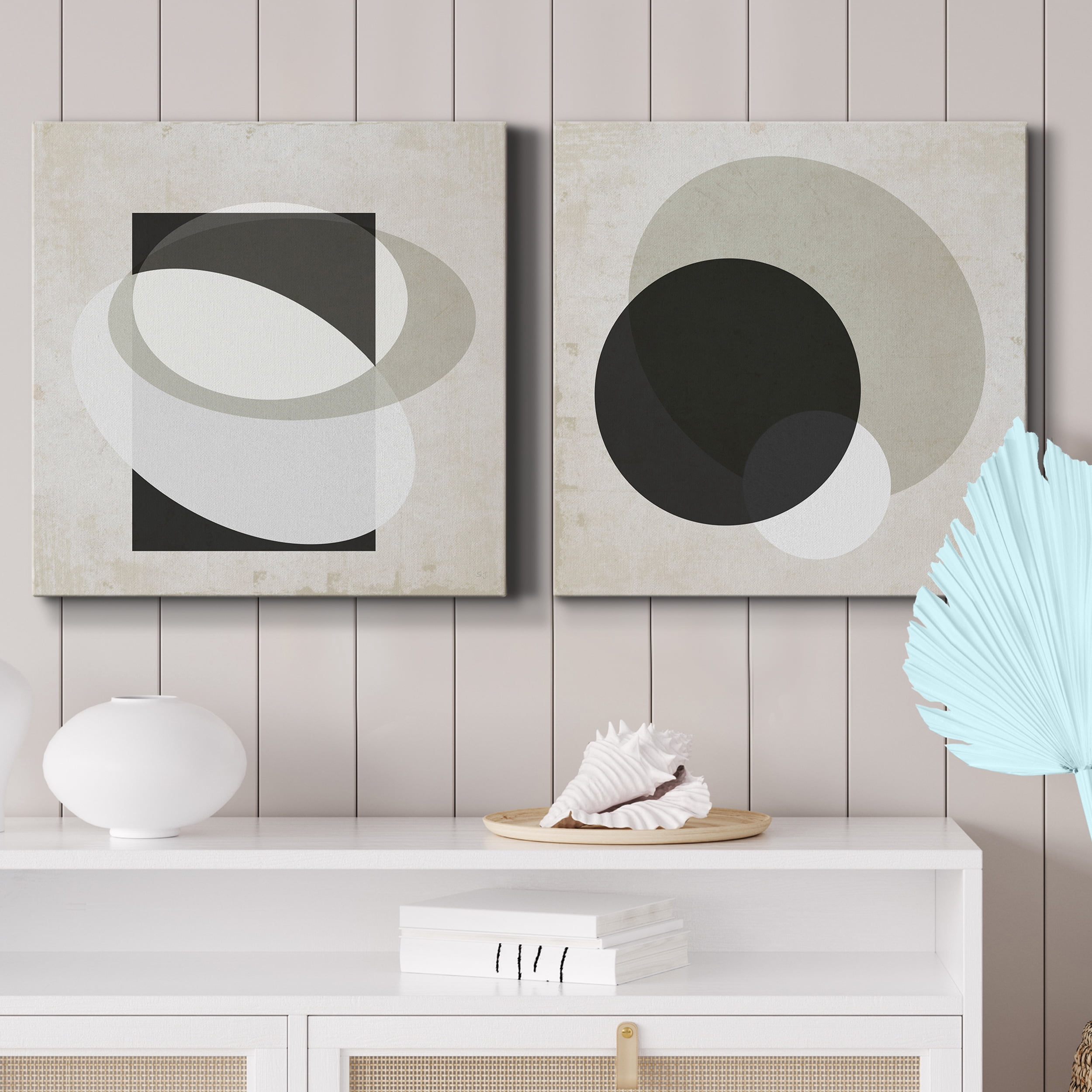 Moderniste Neutre III - Premium Gallery Wrapped Canvas - Ready to Hang Set of 2 - 10 x 10 Each