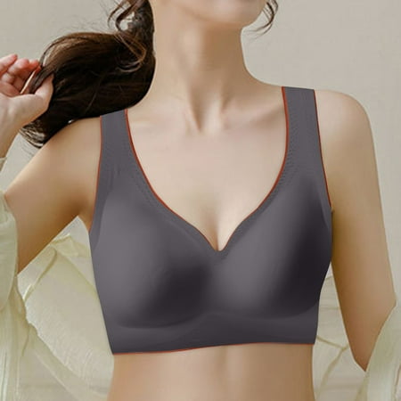 kpoplk Bras For Women Women s Push Up T-Shirt Bra Underwire Padded Bras Plunge Full Coverage(Grey)