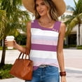 thumbnail image 4 of PNTUTB Women's Fashion Striped Color Blocked Openwork Asymmetric Neckline Sleeveless Casual Loose Tank Top, 4 of 6
