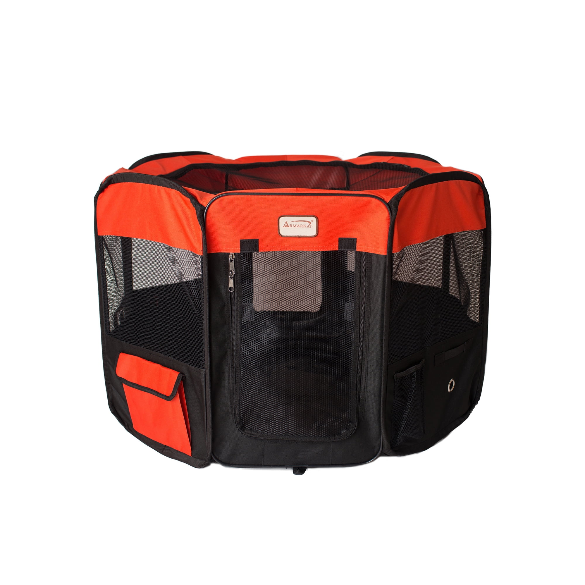 Armarkat Model PP002R-M Portable Pet Playpen in Black and Red Combo