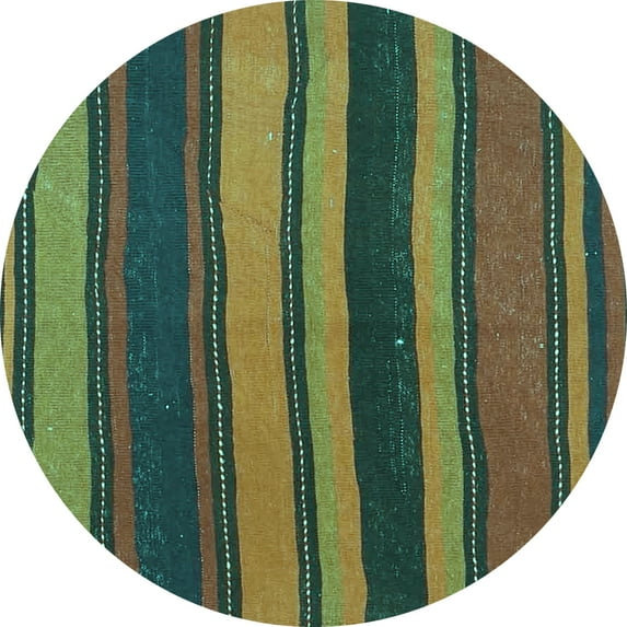 Ahgly Company Indoor Round Oriental Turquoise Blue Traditional Area Rugs, 7' Round