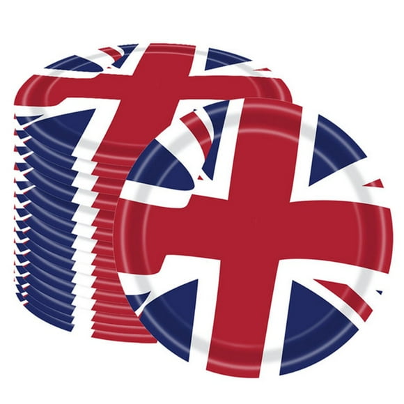 Union Jack Nappe / Assiettes en Papier / Serviettes / Tasses / Cuillères / Fourchette / Triangle Drapeaux Bannière Vaisselle Reines Platine Jubilé 2022 Décorations Fournitures de Fête