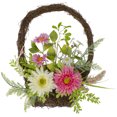 thumbnail image 1 of Northlight Chrysanthemum and Daisy Twig Basket Wreath Spring Decor, Pink and Yellow 17", 1 of 4