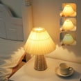 thumbnail image 1 of Lámpara de mesa para dormitorio | Lámpara de noche regulable con pantalla de tela de lino | Base de madera maciza con bombilla LED USB incluida | Lámpara de escritorio para sala de estar, oficina y, 1 of 5