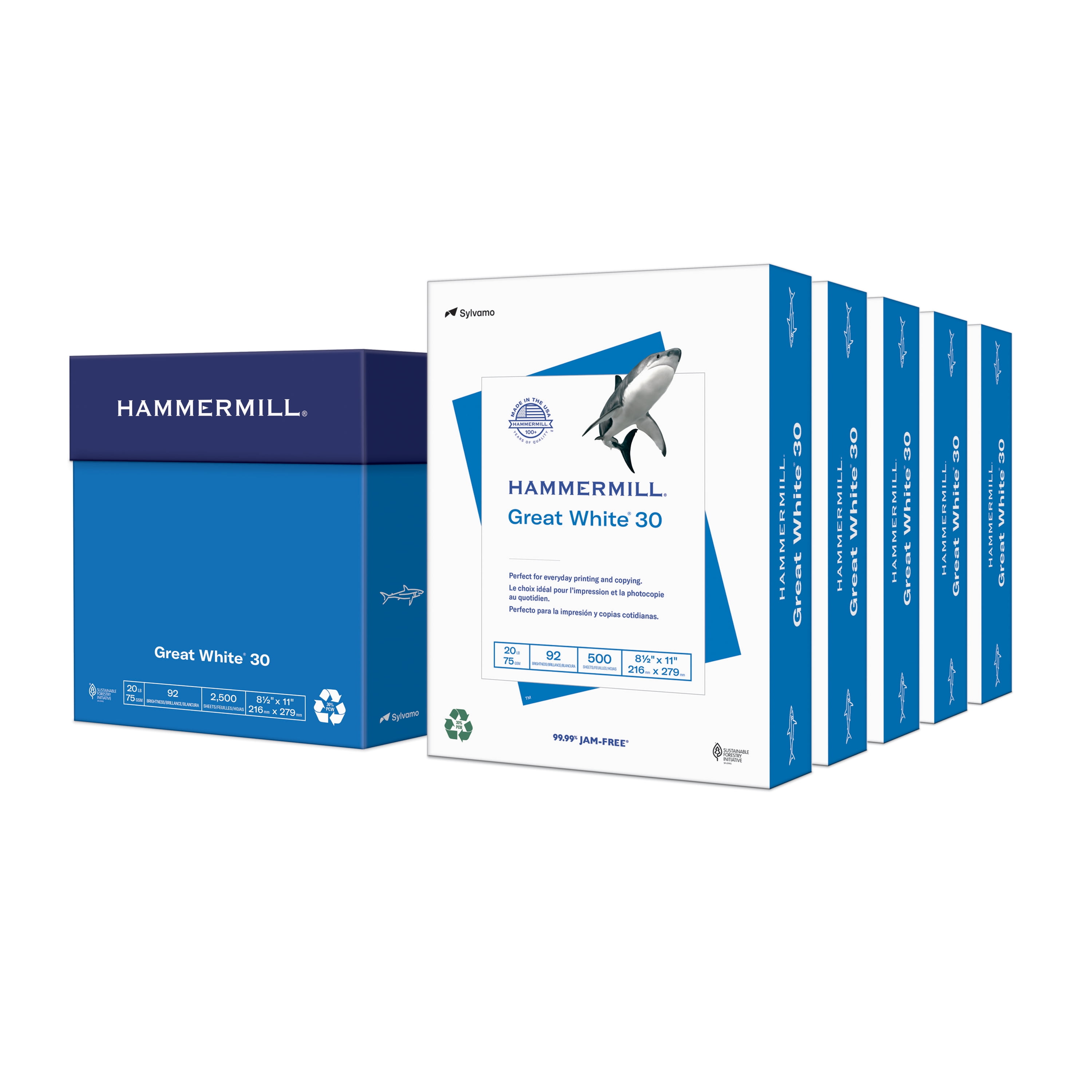 Hammermill Great White Recycled Copy Paper 92 Brightness 20lb 11 x 17 500 Sheets 