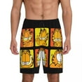 thumbnail image 1 of Custom Print Men Manga Garfields Cartoon Anime Cat Pattern Pajama Bottoms Sleepwear Pjs Sleep Shorts with Pockets, 1 of 7