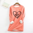 thumbnail image 2 of lcziwo Valentine's Day Gift for Women Sherpa Lined Sweatshirts Cute Heart Graphic Pullover Thicken Warm Fleece Crewneck Sweatshirt Plus Size Loungewear Tunic Tops Holiday Sales Orange 4XL, 2 of 4
