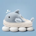 thumbnail image 2 of Nuevas zapatillas de invierno Unisex con dibujos de ballena, pantuflas cálidas de felpa para parejas, toboganes de casa antideslizantes para interiores, 2 of 5
