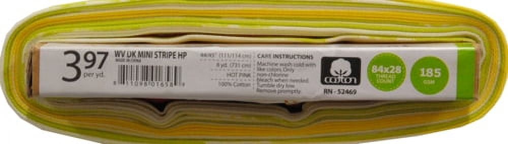 Waverly Inspirations 8 yd By the Bolt 100% Cotton Duck Fabric, Mini Stripe, Multicolor, 45" Wide for Quilting & Sewing