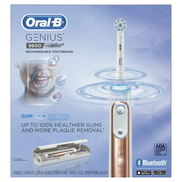 Graden Celsius Jaarlijks nederlaag Oral-B 9600 Electric Toothbrush, 3 Brush Heads, Rose Gold - Walmart.com