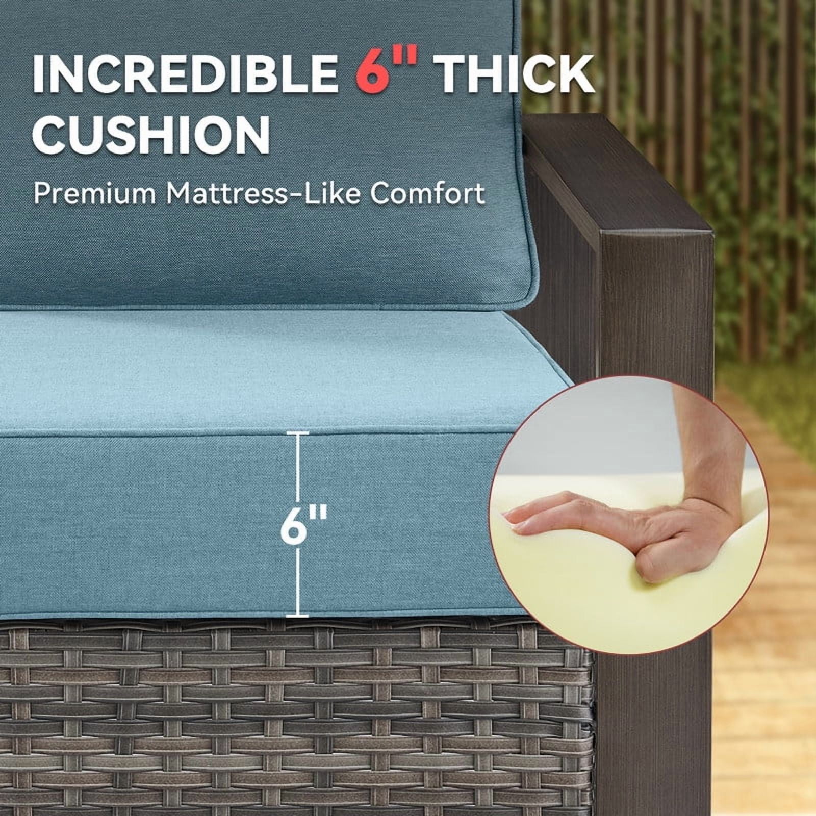 Gymojoy 24 in. x 24 in. x 6 in.Deep Seat Cushion Set, Olefin 4-Piece Deep Seating Outdoor Replacement Lounge Chair loveseat Sofa Cushion in Babyblue