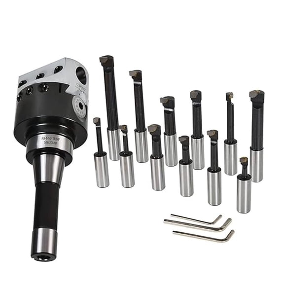 3 Inch R8 Shank Boring Head 3/4 Inch Carbide Boring Bar Set for Bridgeport Milling with Box