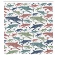 thumbnail image 3 of Ambesonne Shark Shower Curtain, Underwater Fish Art Pattern, 69"Wx70"L, Pale Rust, 3 of 3