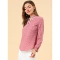 thumbnail image 4 of Blusa Allegra K con cuello con volantes y lazo para mujer manga larga campana vintage Corazones rosados S, 4 of 6