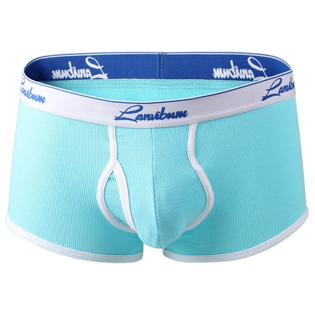 FhsagQ Underwear Mens Underwear Boxers Briefs Pack Xsmall Large Men's A Underwear Threaded Cotton Solid Color Comfortable Absorbing Summer Breathable Boxer Pants Light Blue M