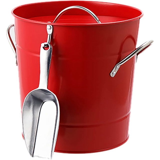 Vintage Ice Bucket With Lid/Scoop And Carry Handles, Double Walled Metal Ice Bucket For Cocktail Bar/Wine/Parties