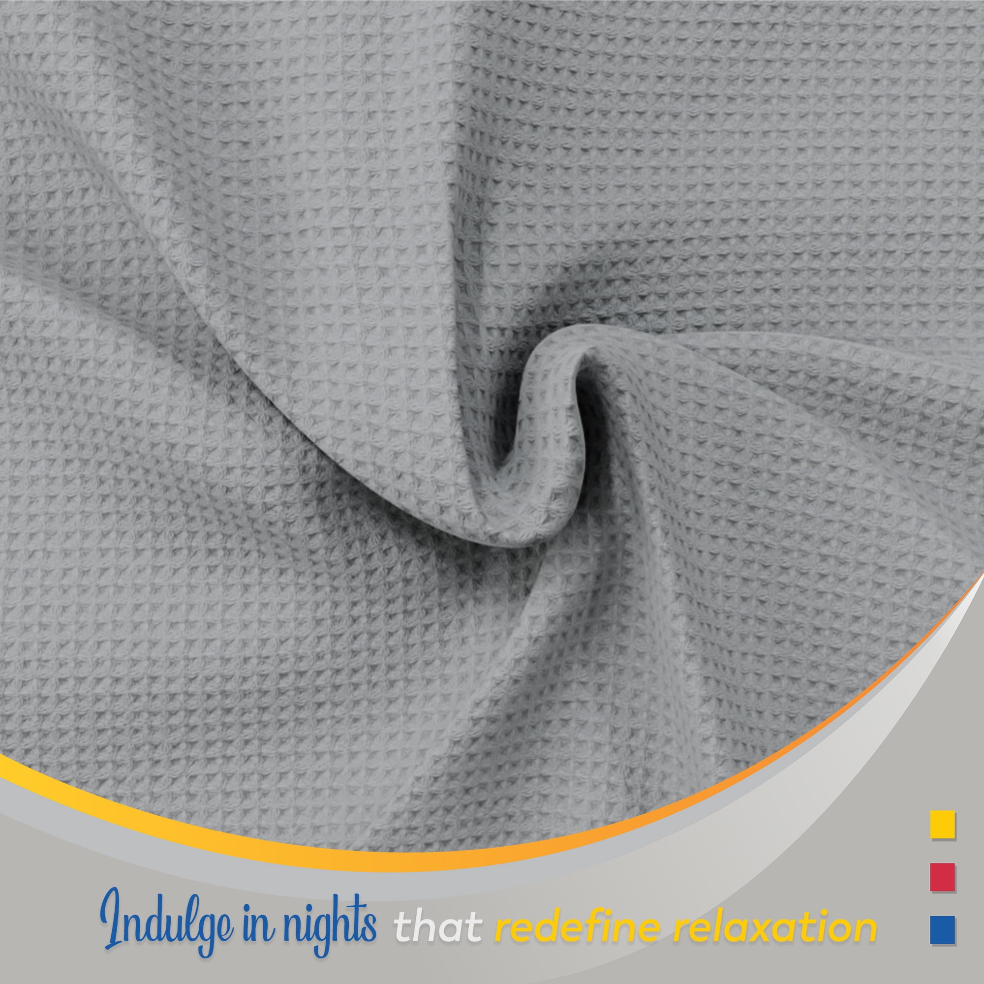 Color Sense 100% Cotton Waffle Weave Throw Blanket- Lightweight, Soft and Warm for Couch, Sofa and Bed- Full/Queen (90"X90") Light Gray
