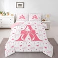 thumbnail image 3 of Homewish Initial A Letter Bedding Comforter Set for Girls, Cute Watercolor Bowknot Twin Comforter Sets, Pink Love Heart Reversible Bedding Set, Lightweight Room Decor, 2 Pieces, 3 of 8