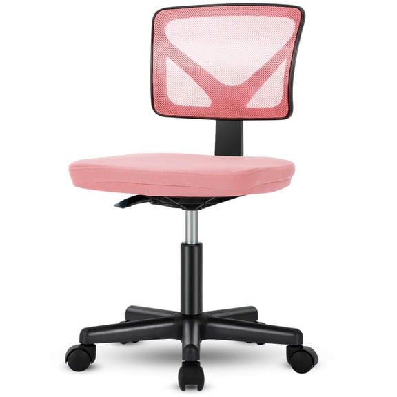 Barara King Low-Back Mesh Office Chair with Lumbar Support, Swivel Rolling Ergonomic Computer Chair with Armless for Home Ofiice, Living Room, Study Room, Bedroom, Pink