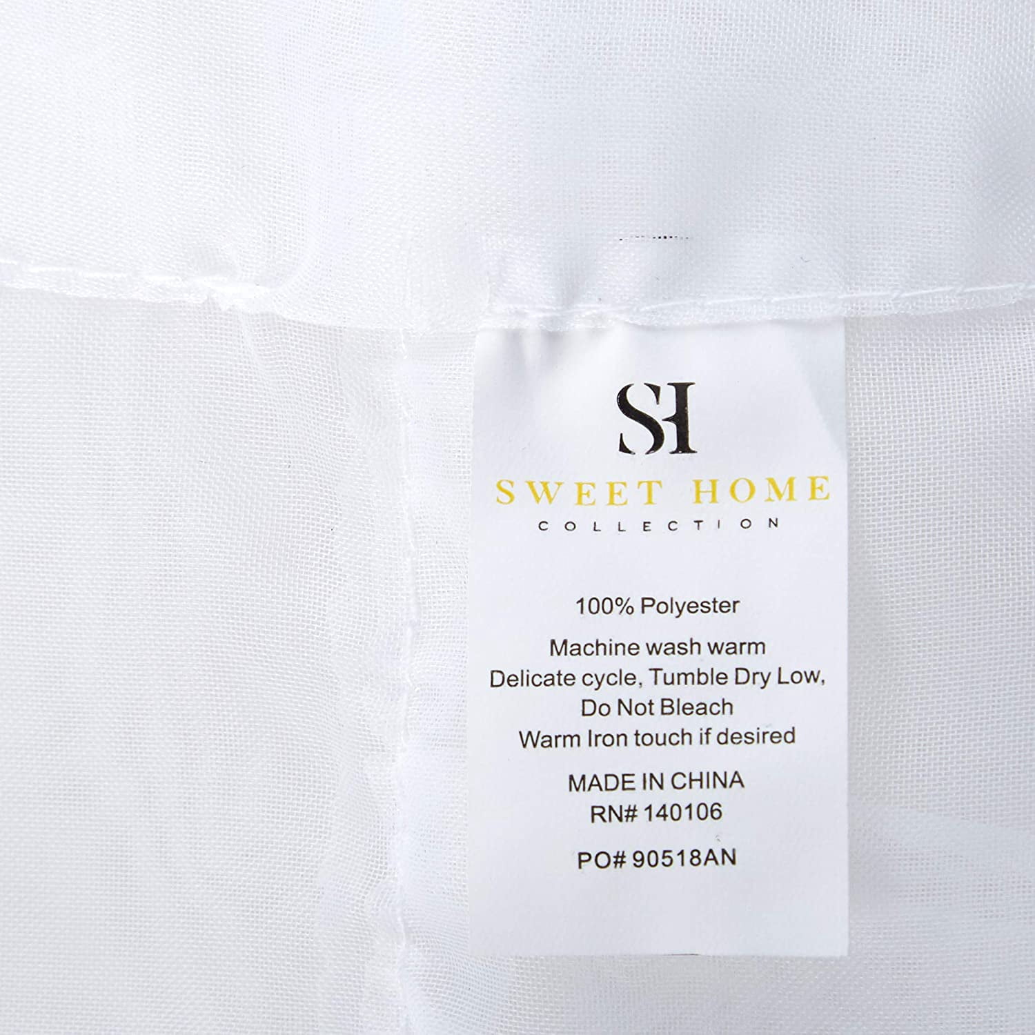 Sweet Home Collection Chic Sheer Voile Vertical Ruffled Tier Window Curtain Panel 96" x 50"